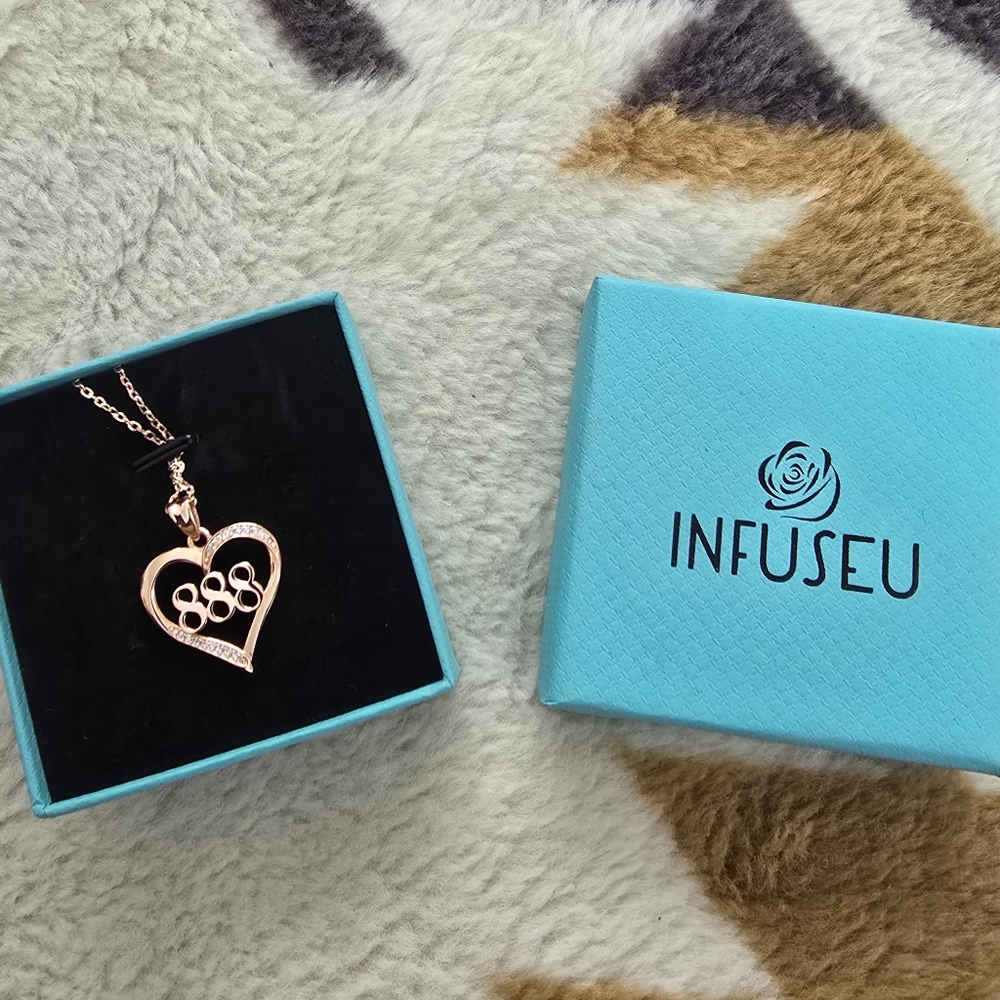 INFUSEU Rose Gold 888 Angel Numbers Necklace